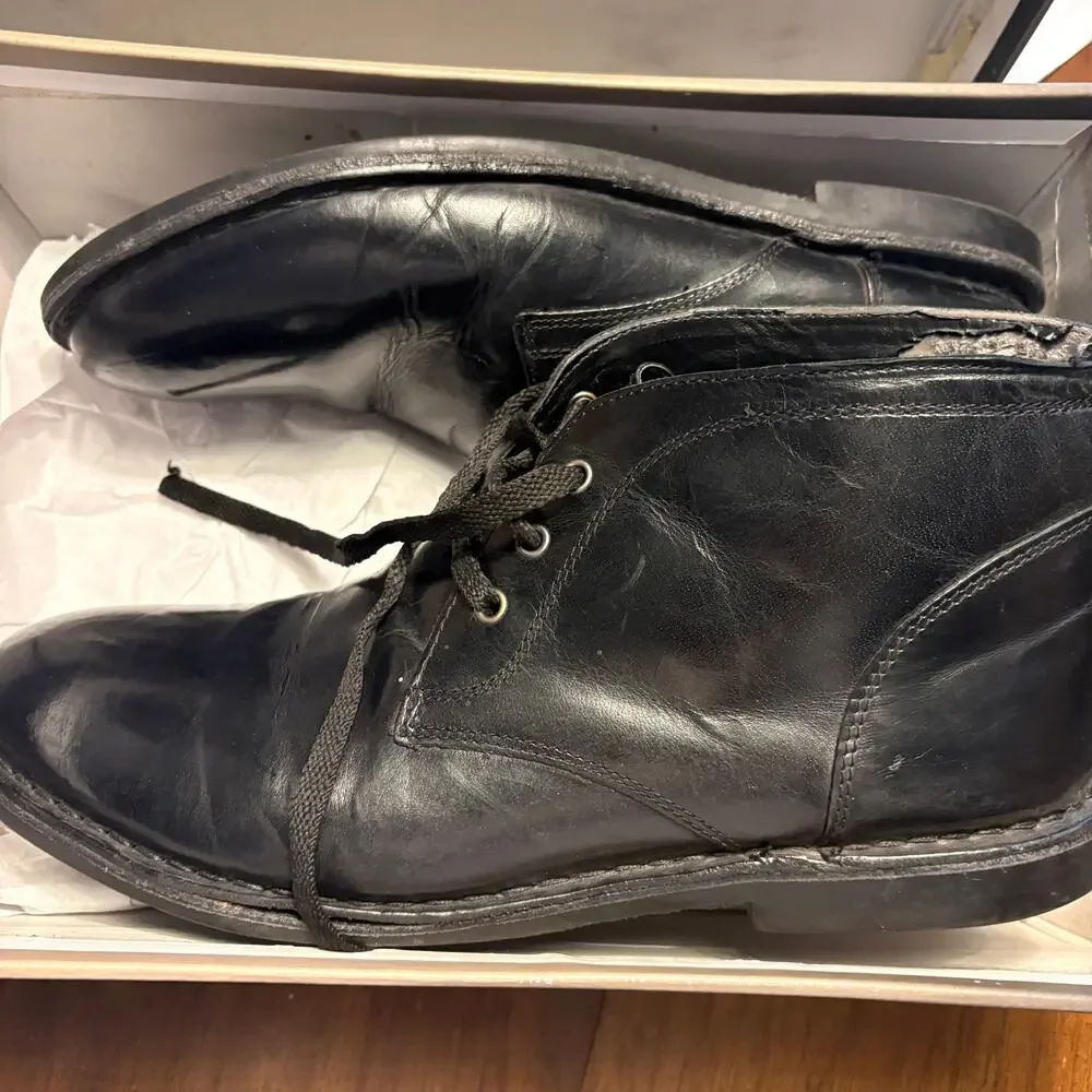 Crown Vintage Mens Casper Chukka Boots 10 Black Lace Up Oxford Leather